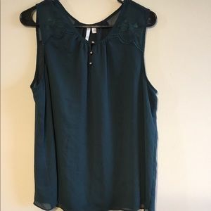 Green sheer blouse